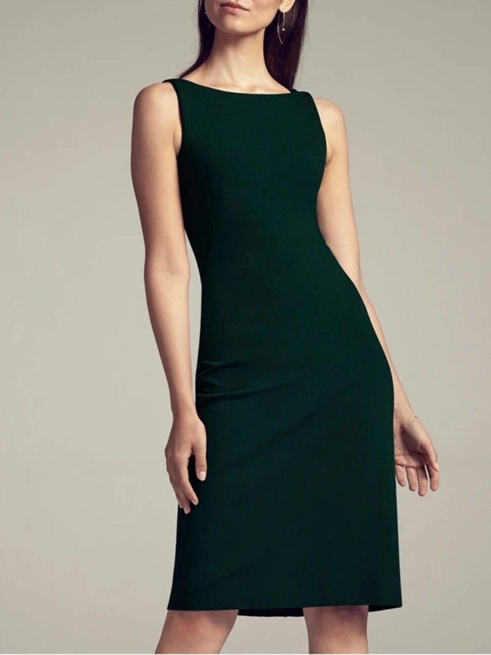 MM LAFLEUR Lydia Twist Strap Sheath Dress Stretch Ponte Dark Forest Green 16